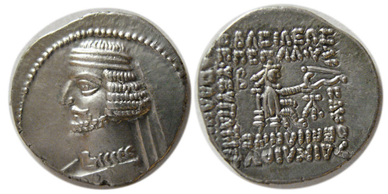KINGS of PARTHIA. Mithradates III. 57-54 BC. AR Drachm (4.10 gm; 19 mm). Diademe...