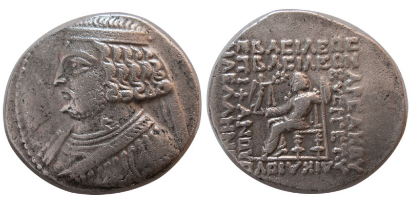 PARTHIAN KINGDOM. Orodes II. Ca. 57-38 BC. Silver Tetradrachm (15.71 gm; 30 mm)....