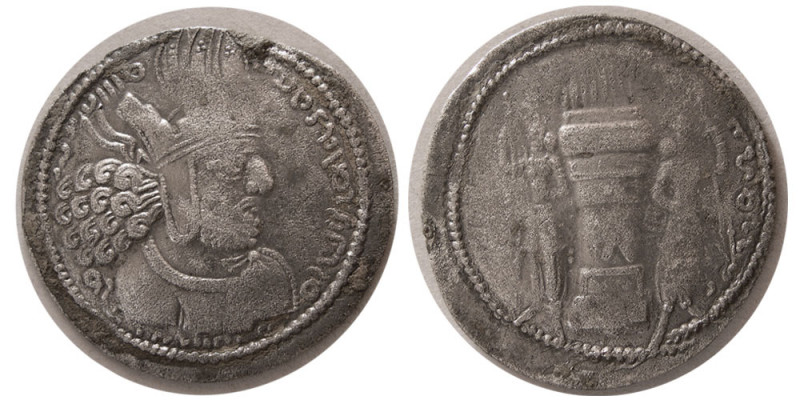 SASANIAN KINGS. Shapur I (240-270 AD). AR Drachm-debased silver (3.70 gm; 27 mm)...