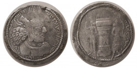 SASANIAN KINGS. Shapur I (240-270 AD). AR Drachm-debased silver. RR.