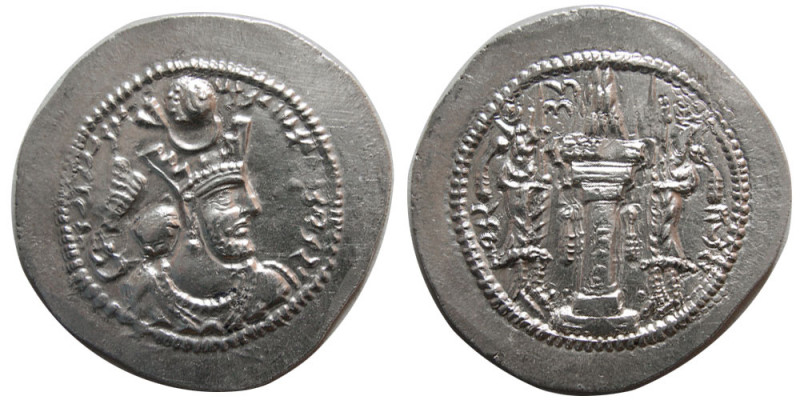 SASANIAN KINGS. Varhran (Bahram) V. AD. 420-428. Silver Drachm (4.20 gm; 30 mm)....