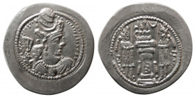 SASANIAN KINGS. Varhran (Bahram) V. AD. 420-428. Silver Drachm.