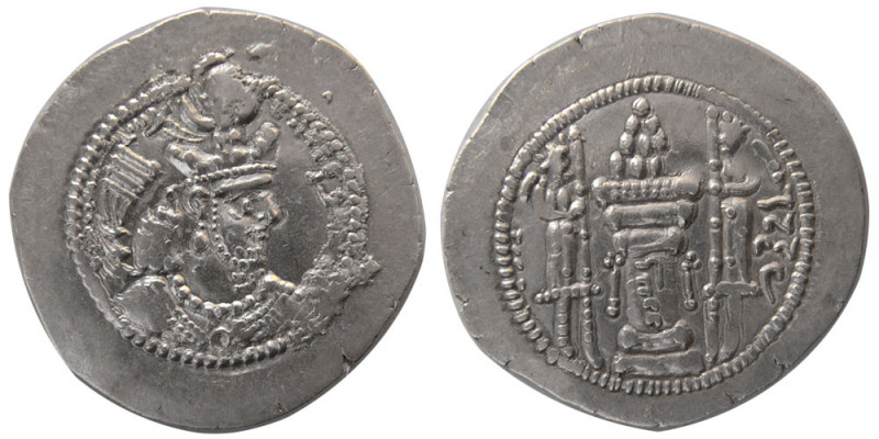 SASANIAN KINGS. Yazdgard II. AD. 438-457. Silver Drachm (4.10 gm; 30 mm). Standa...