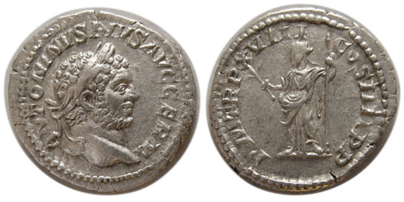 ROMAN EMPIRE. Caracalla. AD. 198-217. AR Denarius (3.30 gm; 18 mm). Rome, AD. 21...