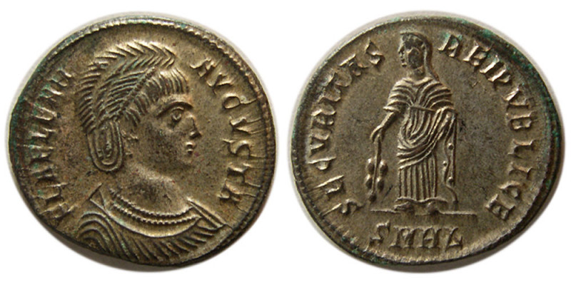 ROMAN EMPIRE. Helena, mother of Constantine, 307-337 AD. Æ Silvered Follis (2.98...