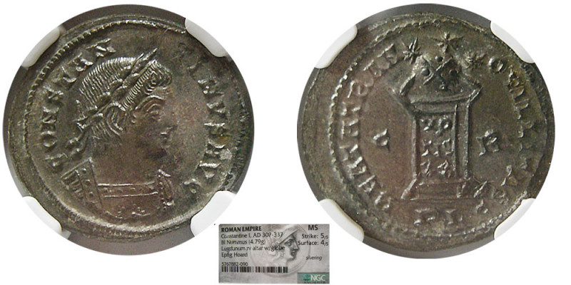 ROMAN EMPIRE. Constantine I. AD. 307-337. BI Nummus (4.79 gm). NGC-MS. Lugdunum ...