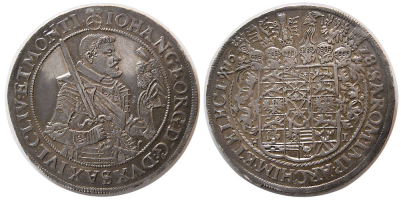SACHSEN, 1628. Silver Taler (29.11 gm; 45 mm). Choice Superb EF. Nice old cabine...