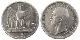 ITALY, Vittorio Emanuele III. 1927. Silver 5 Lire.