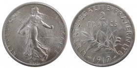 FRANCE, REPUBLIC. 1917. Silver Two francs.