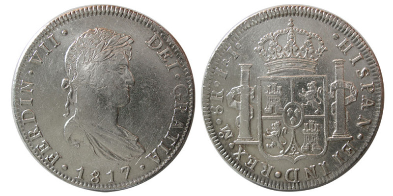 SPANISH COLONIAL, Mexico. 1817 I.J. Ferdinand VII. AR 8 Reales (27.00 gm; 40 mm)...