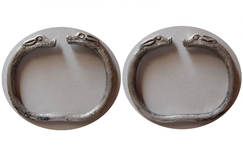 ACHAMENIED EMPIRE. Ca. 550-350 BC. Large Silver Bracelet (38.97 gm; 65 mm). Exce...