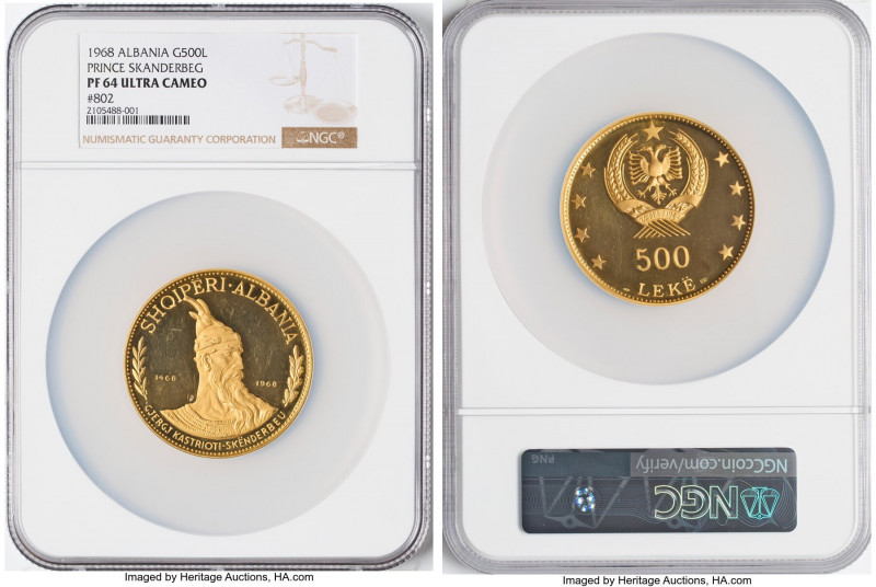 People's Socialist Republic gold Proof "Death of Prince Skanderbeg" 500 Leke 196...