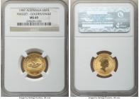 Elizabeth II gold "Nugget - Golden Eagle" 25 Dollars (1/4 oz) 1987 MS69 NGC, Perth mint, KM90. AGW 0.2489 oz.

HID09801242017

© 2022 Heritage Auction...