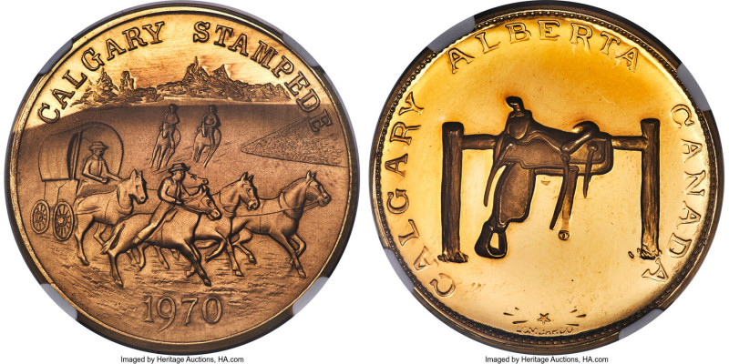 Elizabeth II gold "Calgary Stampede" Medal 1970 MS66 NGC, KM-X-Unl. by Lombardo....