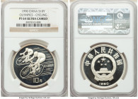 People's Republic 4-Piece Lot of Certified Proof 10 Yuan Ultra Cameo NGC, 1) "Olympics - Cycling" 10 Yuan 1990 - PR64, KM300 2) "Sino-Japanese War Vic...