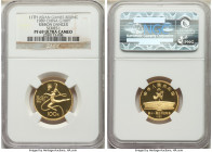 People's Republic gold Proof "11th Asian Games - Ribbon Dancer" 100 Yuan 1989 PR69 Ultra Cameo NGC, KM244. Series I. Estimated mintage: 7,000. AGW 0.2...