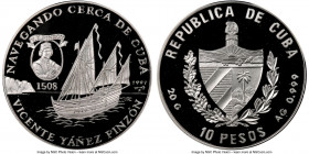 Republic 3-Piece Lot of Certified Proof 10 Pesos NGC, 1) "Discovery of America - King Ferdinand" 10 Pesos 1990 - PR67 Cameo, KM263 2) "Moncada 40th An...