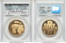 Republic gold Proof "60th Anniversary of the D-Day Landing" 20 Euros 2004 PR69 PCGS, KM1370. First Strike - #58/200. AGW 0.5028 oz. 

HID09801242017

...