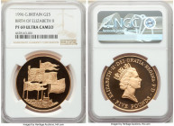 Elizabeth II gold Proof "Birth of Elizabeth II" 5 Pounds 1996 PR69 Ultra Cameo NGC, KM974b, Fr-442. Estimated mintage: 2,750. Struck to celebrate Eliz...