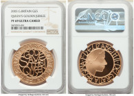 Elizabeth II gold Proof "Queen's Golden Jubilee" 5 Pounds 2003 PR69 Ultra Cameo NGC, KM1038b, Fr-469. Mintage: 1,896. Sold with case of issue and COA ...