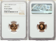 Elizabeth II 4-Piece Certified gold "Britannia" Proof Set 1987 PR69 NGC, 1) 10 Pounds (1/10 oz) - Cameo, KM950 2) 25 Pounds (1/4 oz) - Ultra Cameo, KM...