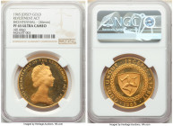 British Dependency. Elizabeth II 3-Piece Certified gold "Revestment Act Bicentennial" Proof Medal Set 1965 Ultra Cameo NGC, 1) 19mm Medal - PR68. 4.09...