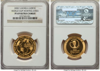South Korea. Republic 5-Piece Certified gold & silver "FIFA World Cup" Proof Set 2002 Ultra Cameo NGC, 1) silver Colorized "Daejon Stadium" 10000 Won ...