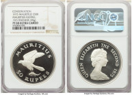 British Colony. Elizabeth II Pair of Certified Proof "Conservation" Issues 1975 PR68 Ultra Cameo NGC, 1) "Blue Swallowtail" 25 Rupees, KM40a. 28gm. 0....