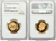 Elizabeth II gold Proof "Kiwi" 10 Dollars 2011 PR69 Ultra Cameo NGC, KM349. Mintage: 995. Sold with case and COA #0639. AGW 0.2496 oz. 

HID0980124201...