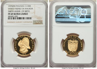 Republic gold Proof "Vasco Nunez de Balboa - 500th Anniversary of Birth" 100 Balboas 1975-FM PR69 Ultra Cameo NGC, Franklin mint, KM41. AGW 0.2361 oz....