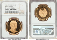 Republic 4-Piece Certified gold "Independence - 4th Anniversary" Proof Set 1965 Ultra Cameo NGC, 1) 10 Francs - PR68, KM1 2) 25 Francs - PR67, KM2 3) ...