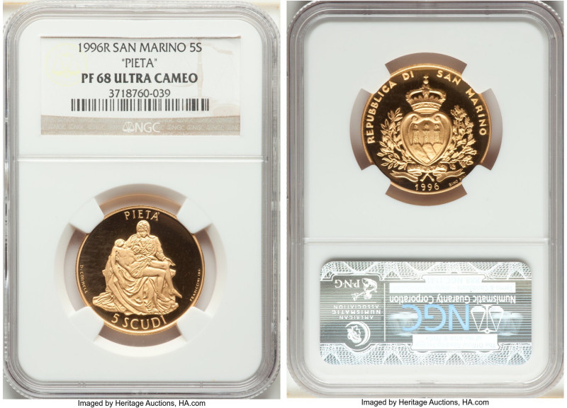 Republic 3-Piece Certified gold Proof "Michelangelo" Set PR68 Ultra Cameo NGC, 1...