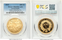 Confederation gold Proof "Wallis Shooting Festival" 500 Francs 2015 PR69 Deep Cameo PCGS, KM-X-Unl., Häb-94a. Mintage: 200. Sold with specifications t...