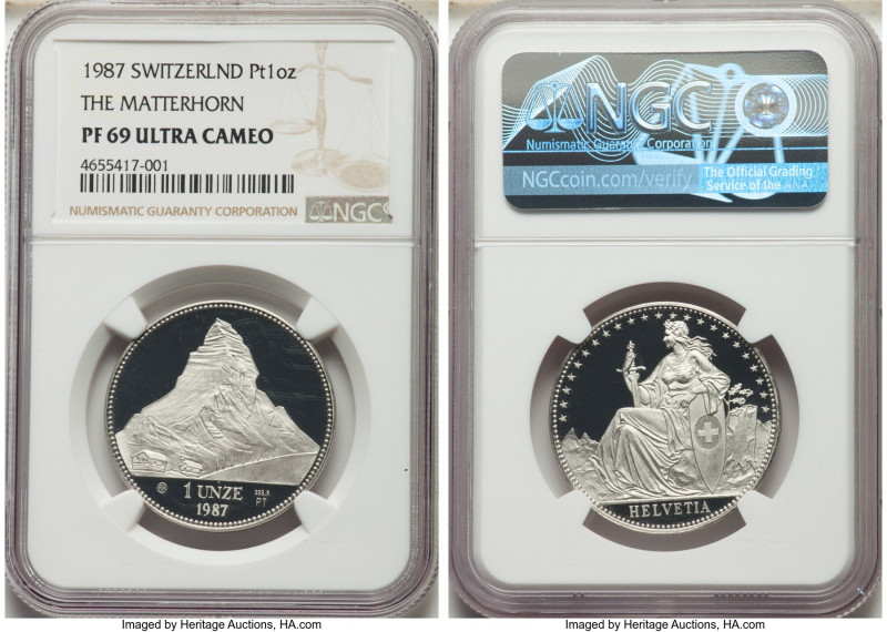 Confederation 4-Piece Certified platinum Proof "Matterhorn" Unze Set 1987 PR69 U...