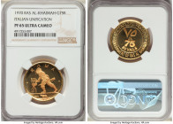Ras Al-Khaimah. Saqr bin Muhammad al Qasimi gold Proof "Italian Unification" 75 Riyals 1970 PR65 Ultra Cameo NGC, KM22. Estimated mintage: 2,000. AGW ...