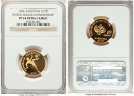 4-Piece Lot of Certified gold Proof "Soccer" Issues 2004 Ultra Cameo NGC, 1) Argentina: Republic "World Soccer Championship" 10 Pesos - PR68, KM147 2)...