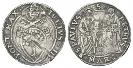 ANCONA
Giulio II (Giuliano della Rovere), 1503-1513.
Giulio.
Ag gr. 3,77
Dr. IVLIVS II - PONT MAX. Stemma a cuore in quadrilobo sormontato da trir...