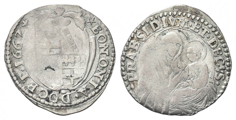 BOLOGNA
Alessandro VII (Fabio Chigi), 1655-1667.
Carlino 1667.
Mi gr. 1,81
D...