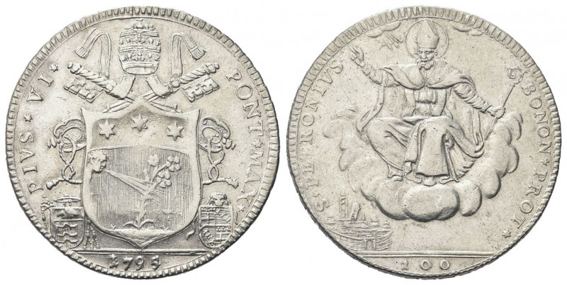 BOLOGNA
Pio VI (Giannangelo Braschi), 1775-1799.
Scudo da 5 Lire o 100 Bologni...