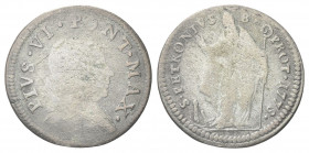BOLOGNA
Pio VI (Giannangelo Braschi), 1775-1799.
Muraiola da 4 Baiocchi 1778.
Mi gr. 3,18
Dr. PIVS VI PONT MAX. Busto a d., con zucchetto, mozzett...