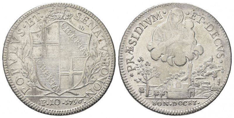 BOLOGNA
Governo Popolare, 1796-1797.
Scudo da 10 Paoli 1796.
Ag gr. 28,64
Dr...