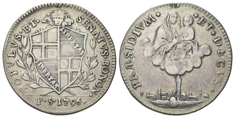 BOLOGNA
Governo Popolare, 1796-1797.
Mezzo Scudo da 5 Paoli 1796.
Ag gr. 14,0...