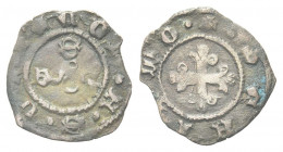 FERMO
Francesco Sforza, 1434-1446.
Picciolo.
Æ gr. 0,50
Dr. F S VICECOM. Biscia coronata a s., accostata da E - S.
Rv. + DE FIRMO. Croce gigliata...