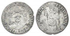 FERRARA
Alfonso II d’Este, 1559-1597.
Diamante s. data.
Ag gr. 1,87
Dr. DEXTERA DNI EXALTAVIT ME. L'impresa del diamante.
Rv. S MAVRELIVS - FERR ...