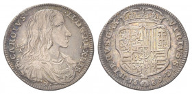 NAPOLI
Carlo II di Spagna, Re di Napoli e Sicilia, 1665-1700.
Tarì 1689.
Ag gr. 4,99
Dr. CAROLVS - II D G REX HIS. Busto drappeggiato e corazzato,...