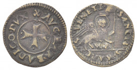 PADOVA
Agostino Barbarigo, podestà di Padova 1486-1501.
Bagattino.
Mi gr. 1,73
Dr. Croce patente accantonata da quattro bisanti.
Rv. Leone alato ...