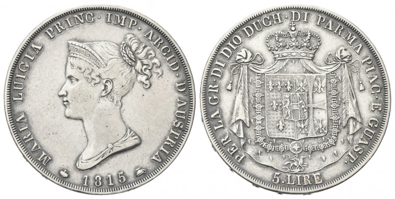 PARMA
Maria Luigia d'Austria, 1814-1847.
5 Lire 1815.
Ag gr. 24,78
Dr. Busto...