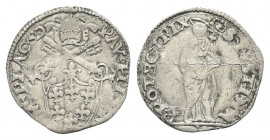 PIACENZA
Paolo III (Alessandro Farnese), 1534-1549.
Grosso.
Ag gr. 1,70 
Dr. PAVL III P - M PLAC D. Stemma sormontato da triregno e chiavi decussa...