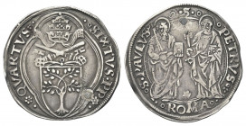 ROMA
Sisto IV (Francesco della Rovere), 1471-1484.
Grosso.
Ag. gr. 3,66
Dr. SIXTVS - QVARTVS - P P. Stemma semiovale in quadribolo sormontato da t...