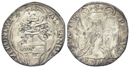 ROMA
Alessandro VI (Rodrigo de Borja y Borja), 1492-1503.
Giulio.
Ag gr. 2,59
Dr. ALEXANDER - VI PONT MAX. Stemma sormontato da triregno e chiavi ...